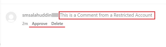 Comment from a restricted account