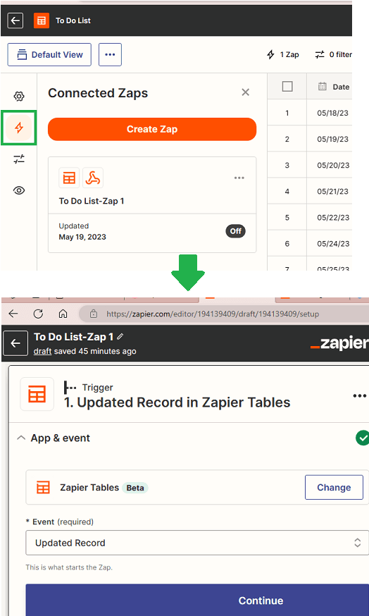 find a specific airtable table with zapier