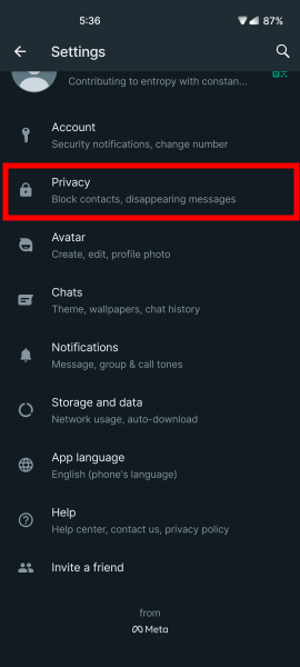 whatsapp privacy settings