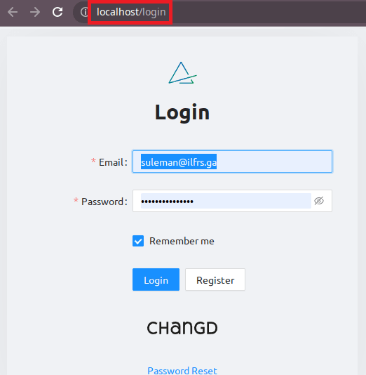 Changd Login Page