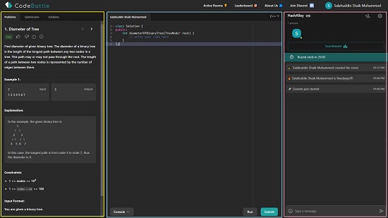 CodeBattle interface