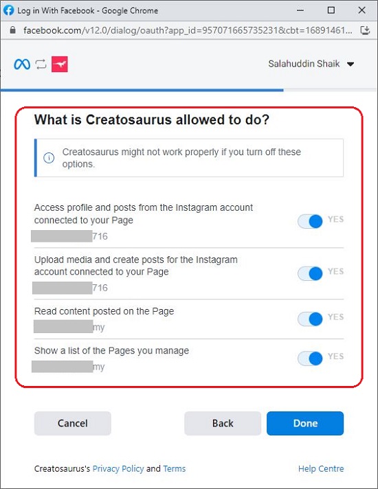 Creatosaurus Permissions