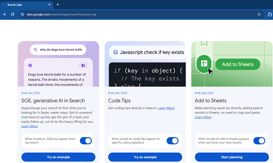 Google Search Labs Enabled