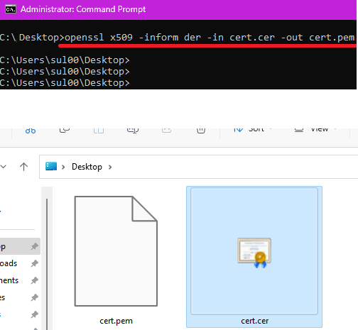 use openssl to convert pfx to pem