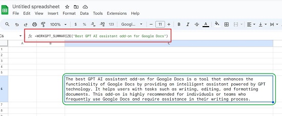 WorkGPT Summarize function