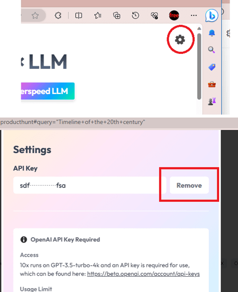 10x LLM Remove API Key