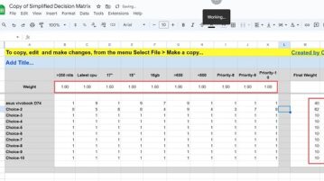 Decision Matrix Calculator Google Sheets