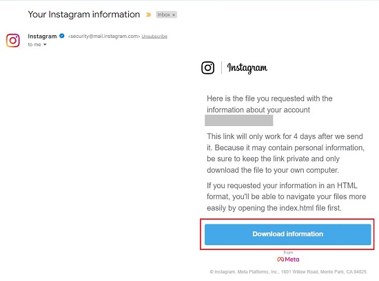 Instagram email