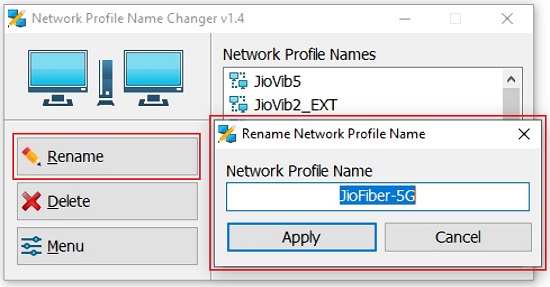 Change network profile name