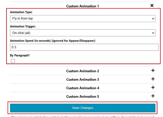 Configure Custom animation