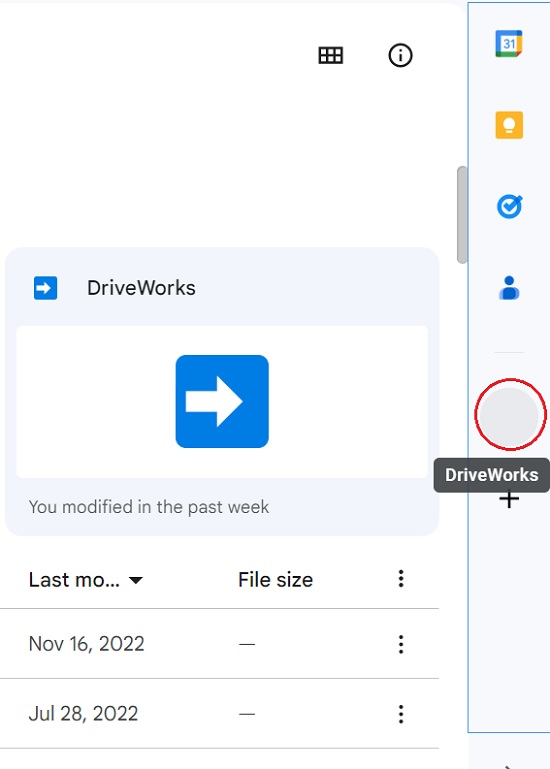 DriveWorks in Sidebar