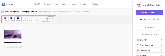 PDF N-Up tool from DeftPDF