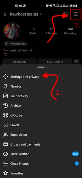 Instagram Open Settings