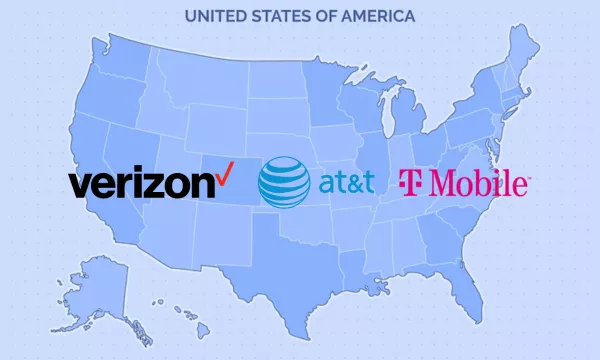 Compare Verizon, AT&T, T-Mobile Networks Coverage on US Map